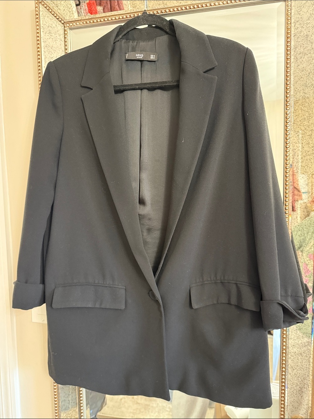 Women's Black Single-Button Blazer - Mango